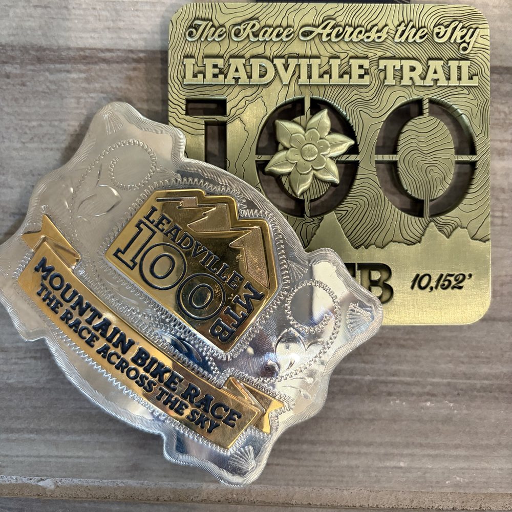 Leadville Trail 100 MTB finisher's buckle and medal