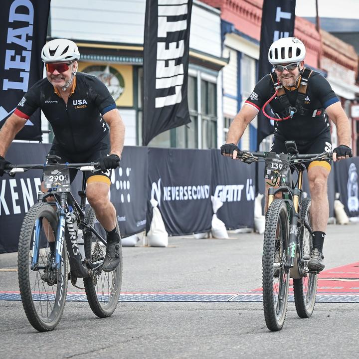 Captain Eric J. Skalski, USN (Ret.), and Dr. Michael Roshon at a race finish